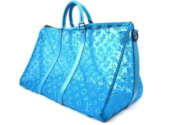 imgrc0085078774 Louis Vuitton Keepall Triangle 50 Monogram Turquoise Blue