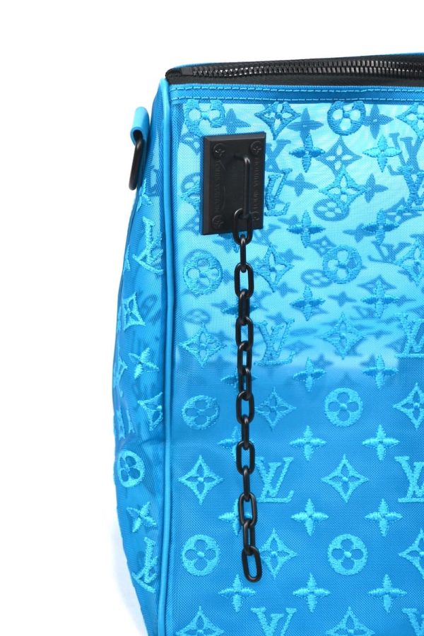 imgrc0085078778 Louis Vuitton Keepall Triangle 50 Monogram Turquoise Blue