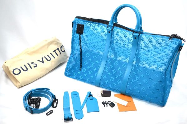 imgrc0085078780 Louis Vuitton Keepall Triangle 50 Monogram Turquoise Blue