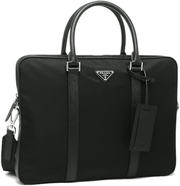 imgrc0085315915 Prada Brief Bag Saffiano Nero Nylon x Saffiano Black x Silver