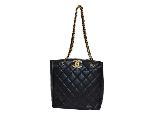 imgrc0085937150 Chanel Chain Tote Bag Leather Vintage Gold Black