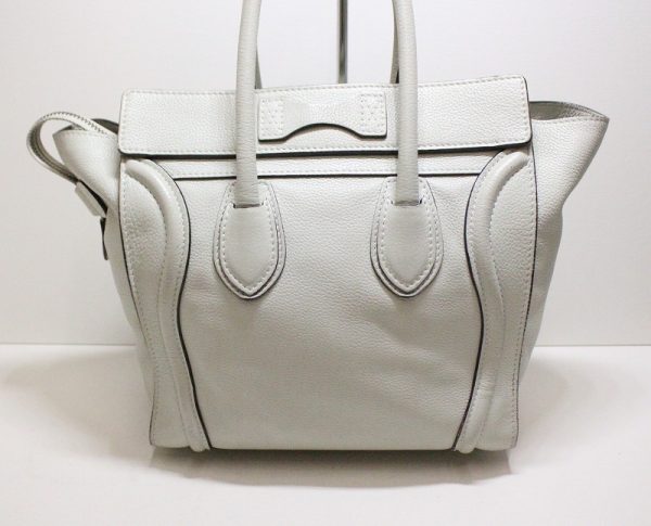 imgrc0085980311 Celine Luggage Micro Shopper Old Logo Handbag White