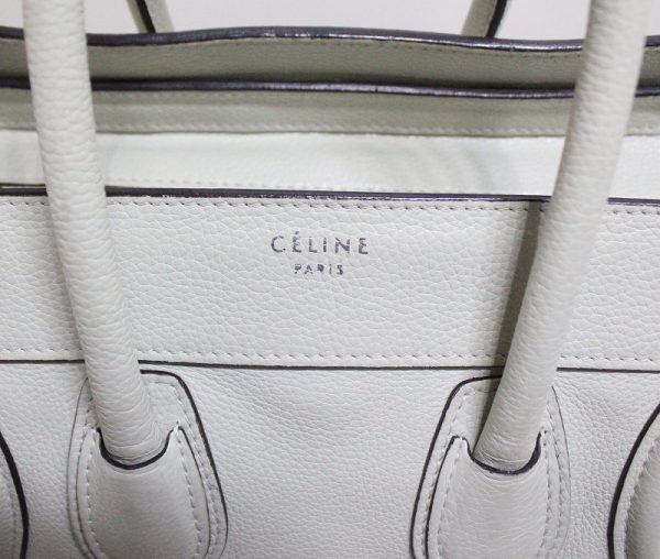 imgrc0085980314 Celine Luggage Micro Shopper Old Logo Handbag White