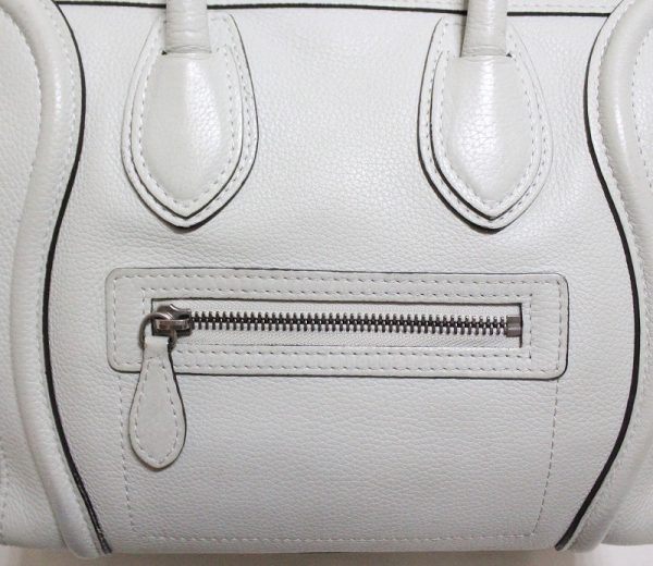 imgrc0085980315 Celine Luggage Micro Shopper Old Logo Handbag White