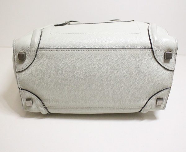 imgrc0085980317 Celine Luggage Micro Shopper Old Logo Handbag White