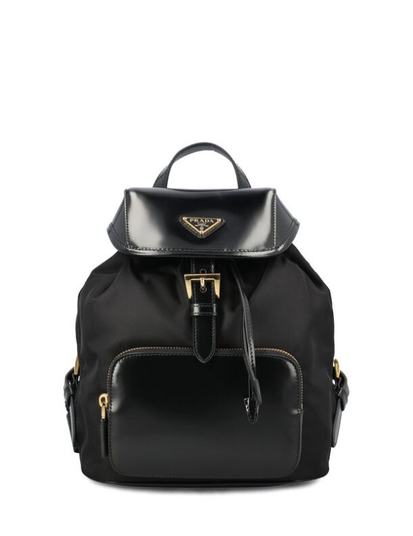 imgrc0086797404 Prada Medium Re Nylon And Brushed Leather Backpack Black