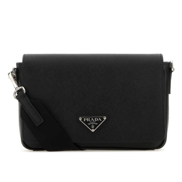 imgrc0087103326 Prada Saffiano Leather Shoulder Bag Black