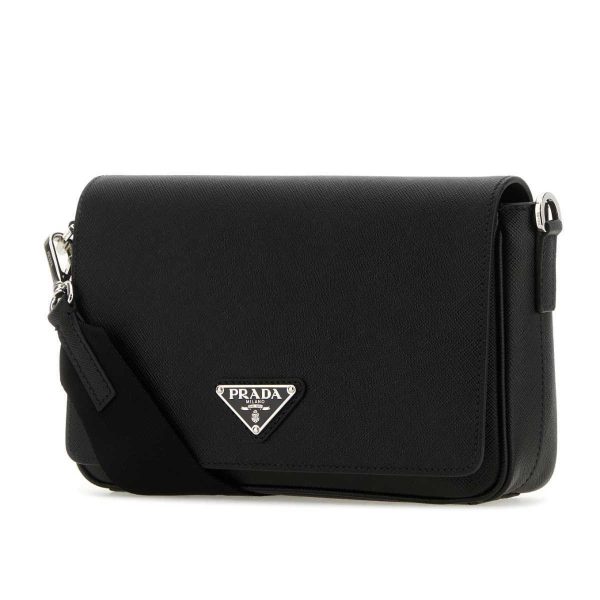 imgrc0087103327 Prada Saffiano Leather Shoulder Bag Black