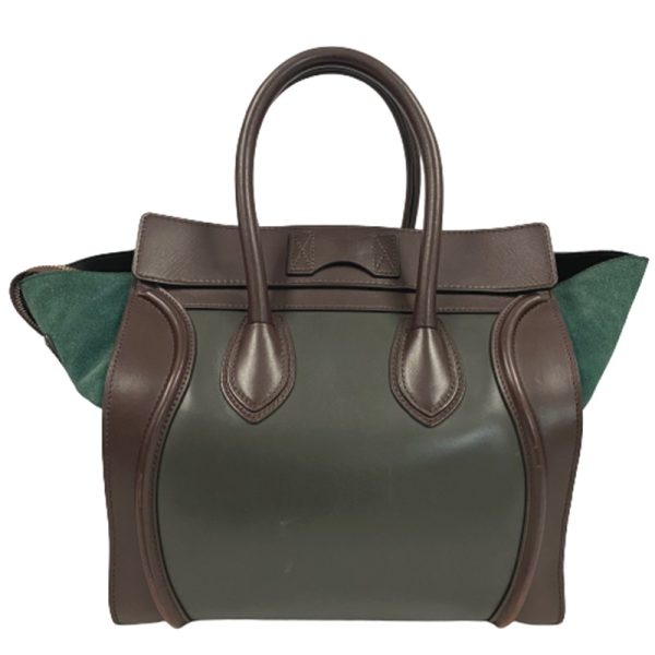 imgrc0088001463 Celine Luggage Mini Shopper Handbag Green Brown Drummed Calfskin Suede