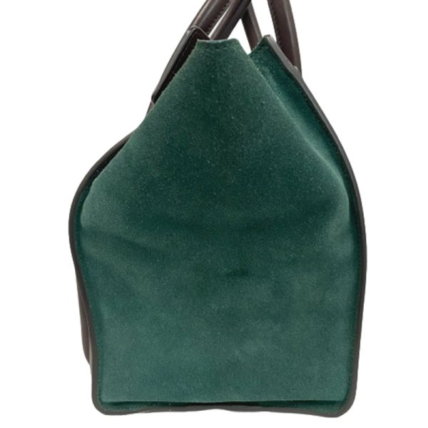 imgrc0088001464 Celine Luggage Mini Shopper Handbag Green Brown Drummed Calfskin Suede