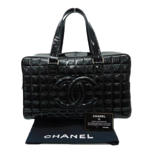 imgrc0092053601 Chanel Chocolate Bar Enamel Handbag Silver Hardware Coco Mark Black