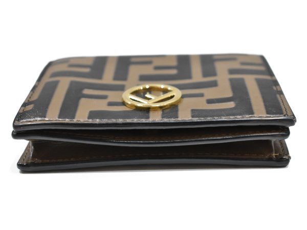 imgrc0094385247 Fendi Zucca Pattern Compact Wallet Leather Bifold Wallet Brown