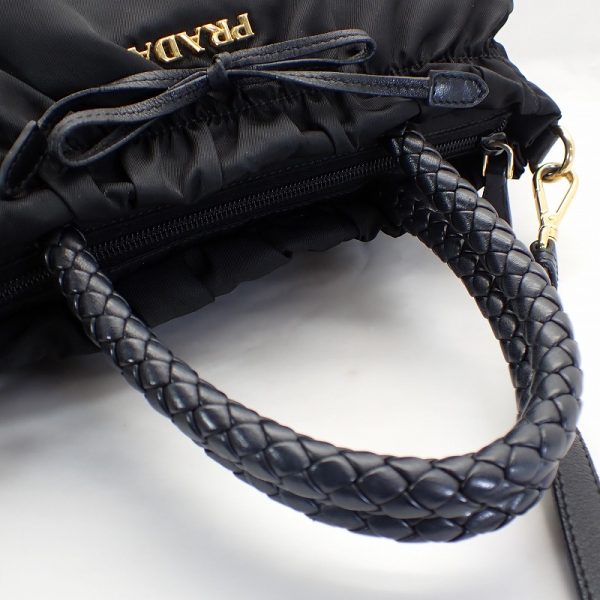 imgrc0094940319 Prada Nylon Ribbon 2Way Handbag Shoulder Bag Black