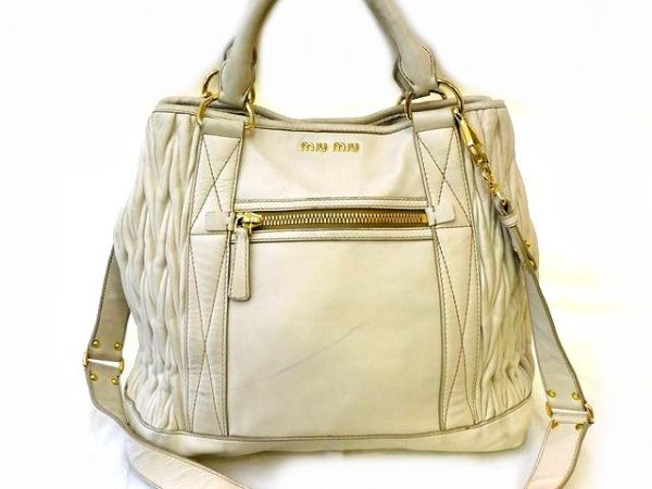 imgrc0095459889 Miu Miu Shoulder Bag Leather Ivory