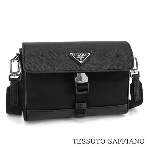 imgrc0096519583 Prada Shoulder Crossbody Bag Tessuto Saffiano Black