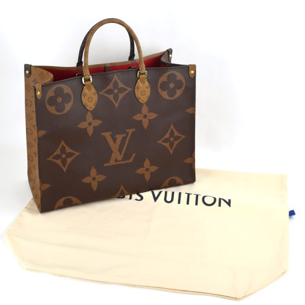 imgrc0097268393 Louis Vuitton On the Go GM Giant Monogram Reverse 2way Tote Shoulder Bag Brown