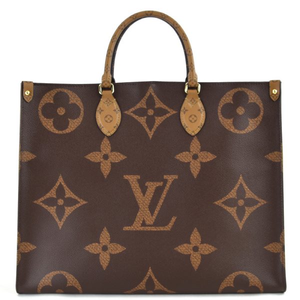 imgrc0097268394 Louis Vuitton On the Go GM Giant Monogram Reverse 2way Tote Shoulder Bag Brown