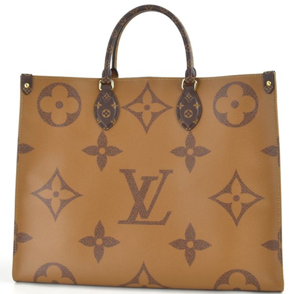 imgrc0097268395 Louis Vuitton On the Go GM Giant Monogram Reverse 2way Tote Shoulder Bag Brown