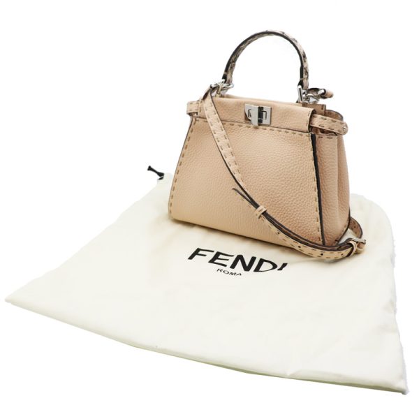 imgrc0097896688 Fendi Peekaboo Small Mini Python Shoulder Bag Light Pink