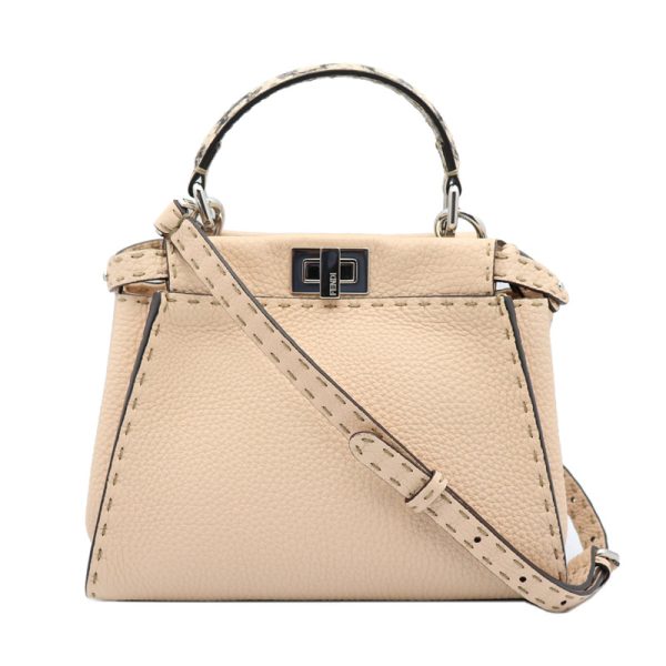 imgrc0097896689 Fendi Peekaboo Small Mini Python Shoulder Bag Light Pink