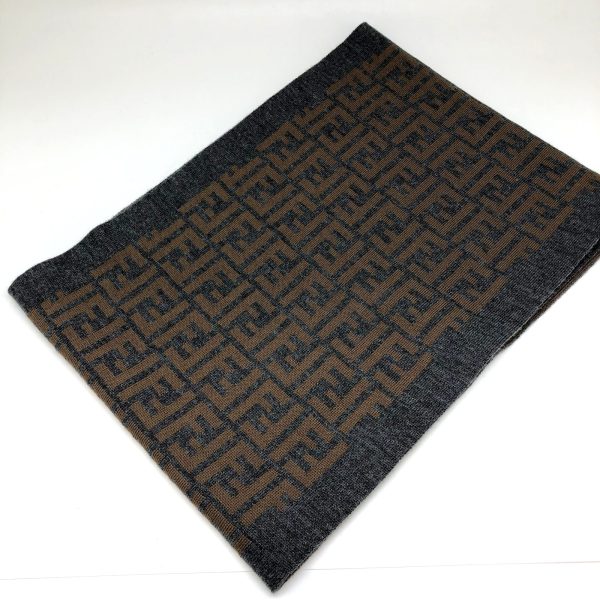 imgrc0100335472 Fendi Zucca Muffler Wool Made In Italy Mikunigaoka Brown