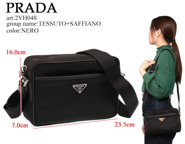 imgrc0106235052 Prada Re Nylon x Saffiano Leather Shoulder Bag Tessuto Black