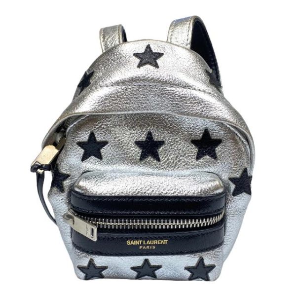 imgrc0108187551 Saint Laurent Leather Back Charm Star Keychain Mini Pack Bag SilverBlack