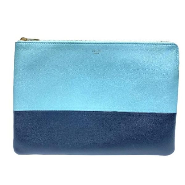 imgrc0115271524 Celine Clutch Bag Lambskin Bicolor Black Light Blue