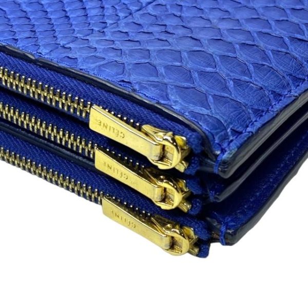 imgrc0116442413 Celine Trio Pouch Clutch Bag Clutch Pochette Bifold Python Leather Blue