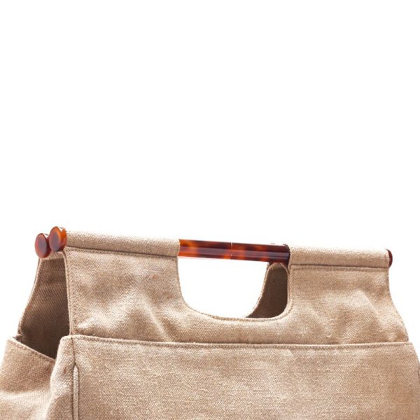 imgrc0124415103 Chanel Coco Mark Tortoiseshell Tote Beige Canvas Gold