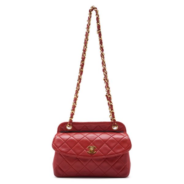 imgrc0125033420 Chanel Mini Matelasse Round Flap Chain Lambskin Red Gold