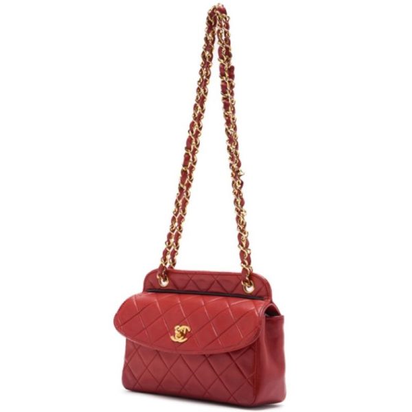 imgrc0125033421 Chanel Mini Matelasse Round Flap Chain Lambskin Red Gold