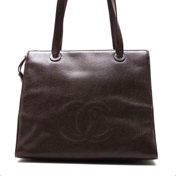 imgrc0125374248 Chanel Coco Mark Shoulder with Leather Charm Caviar Skin Brown Gold