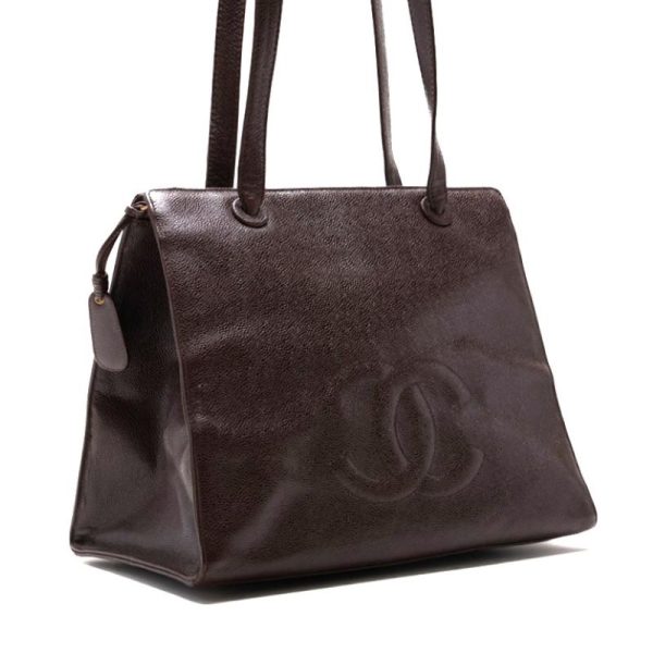 imgrc0125374252 Chanel Coco Mark Shoulder with Leather Charm Caviar Skin Brown Gold