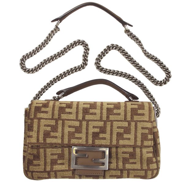 imgrc0145485997 Fendi Chain Shoulder Bag Baguette Brown