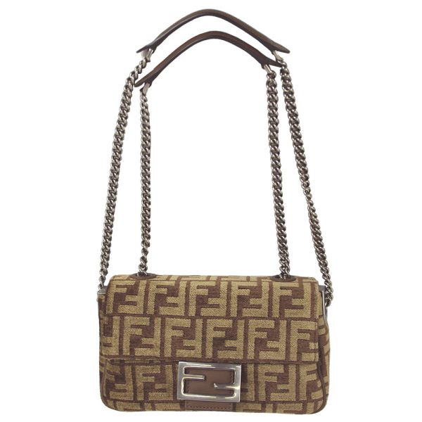 imgrc0145485998 Fendi Chain Shoulder Bag Baguette Brown