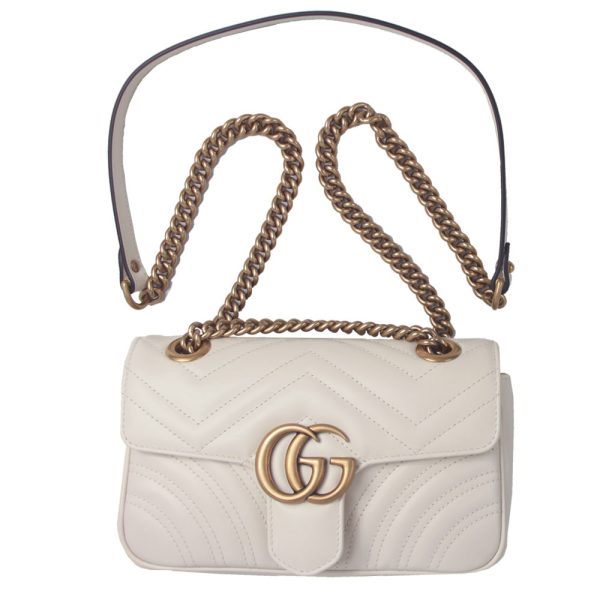 imgrc0163836447 Gucci Chain Mini Shoulder Bag GG Marmont White