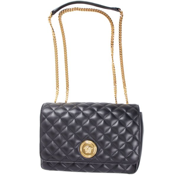 imgrc0168779204 Versace Chain Shoulder Bag Medusa Quilted Leather Black