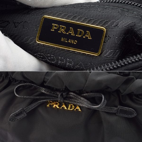 imgrc0172110859 Prada Tessuto Bow Gathered Handbag Nylon Black