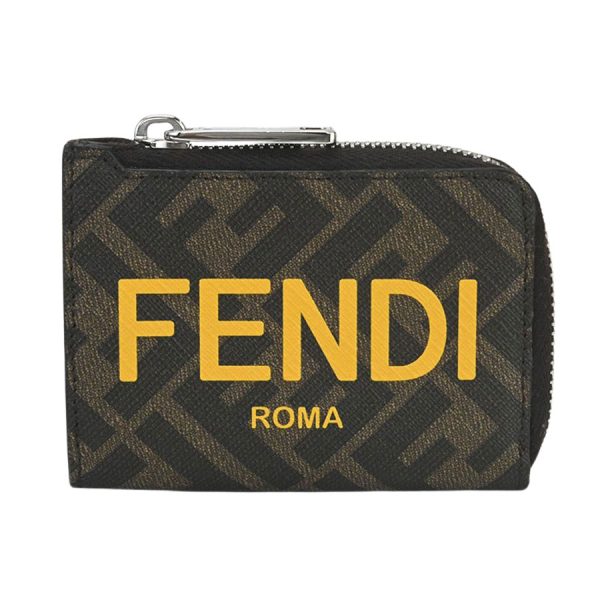 imgrc0180003244 Fendi FF Fabric Card Case Zucca Pattern Brown