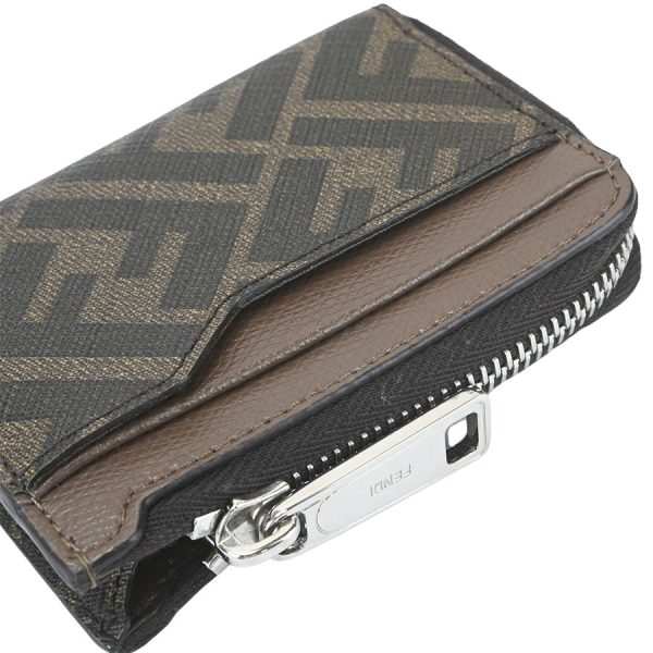 imgrc0180003270 Fendi FF Fabric Card Case Zucca Pattern Brown