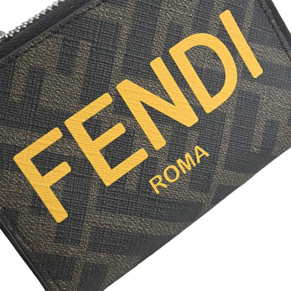 imgrc0180003274 Fendi FF Fabric Card Case Zucca Pattern Brown