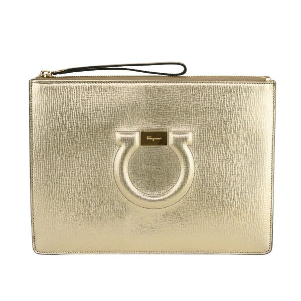 imgrc0181245250 Salvatore Ferragamo Gancini Clutch Bag Gold