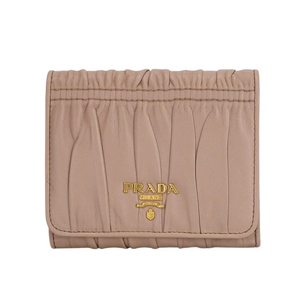 imgrc0182130410 Prada Nappa Gaufre Trifold Wallet Cypria Pink