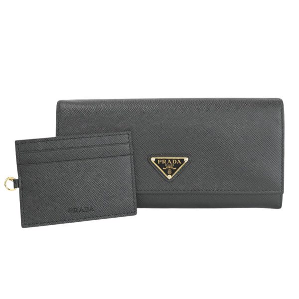 imgrc0185012573 Prada Saffiano Triangle Long Wallet Case Black