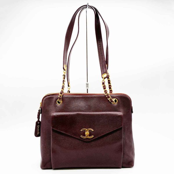 it0s573usio0 1 Chanel Chain Bag Shoulder Hardware Caviar Skin Coco Mark Purple Red Gold