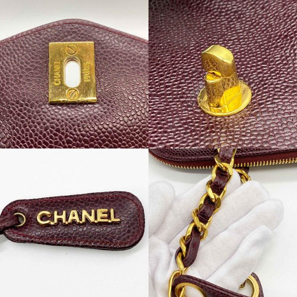 it0s573usio0 15 c Chanel Chain Bag Shoulder Hardware Caviar Skin Coco Mark Purple Red Gold