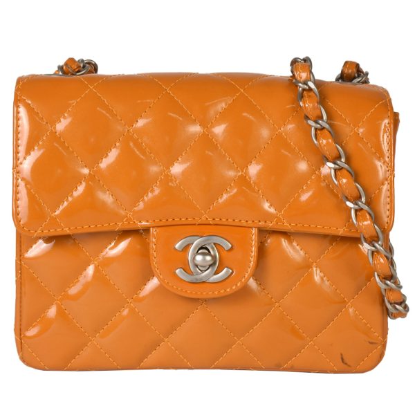 it8xs6d5rs1k 01 Chanel Mini Matelasse Single Flap Bag Orange Enamel Silver