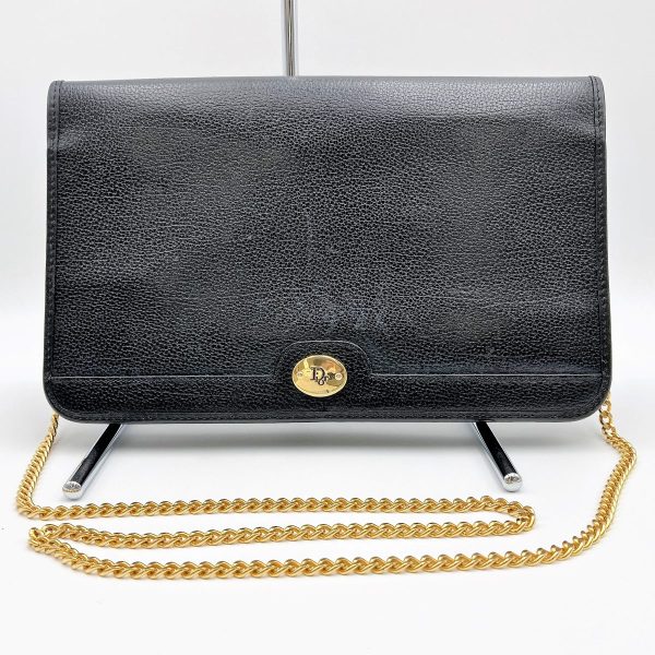 itioilbwhci0 1 Christian Dior Honey Comb Chain Shoulder Bag Black