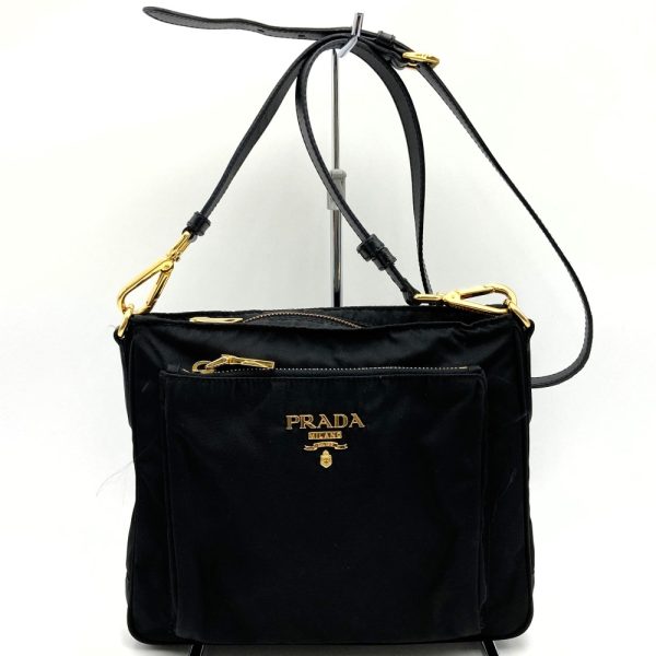 itq5hliz1axs 1 Prada Shoulder Bag Hardware Nylon Leather Black Gold